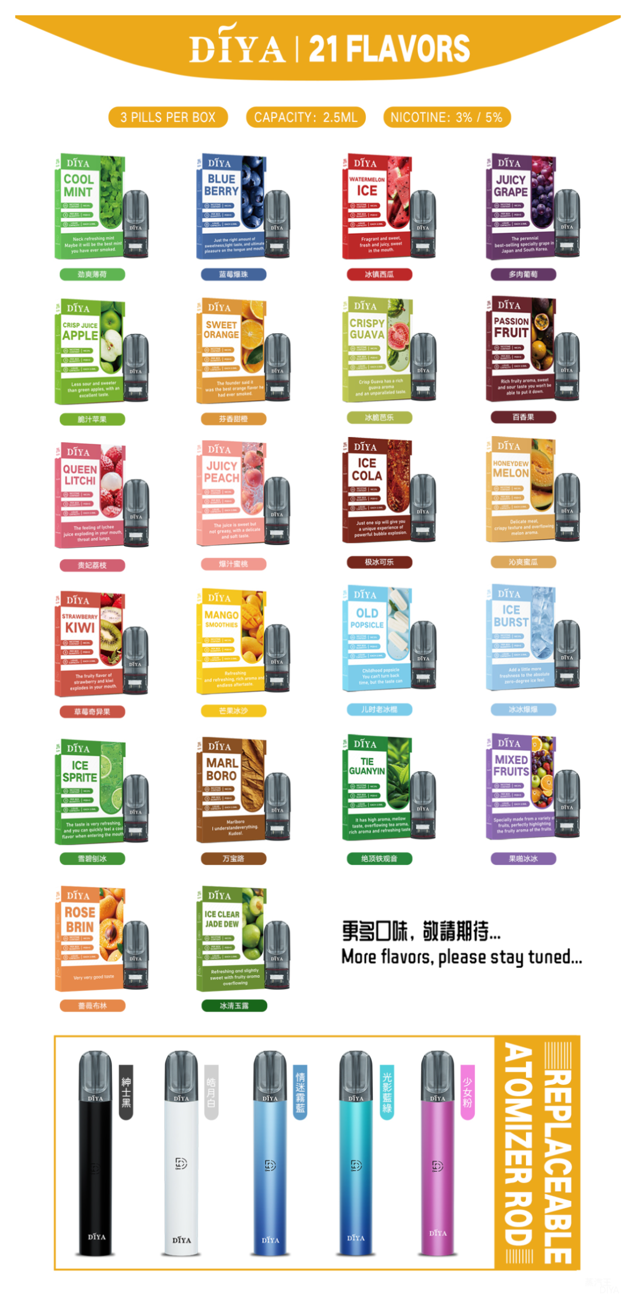 DIYA叮啞電子煙一代菸彈 1代通用煙彈【藍莓爆珠】